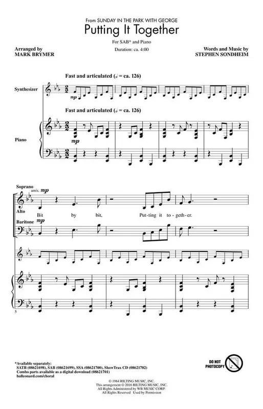 Stephen Sondheim Putting It Together (Arr. Mark Brymer) Gemischter Chor mit Begleitung