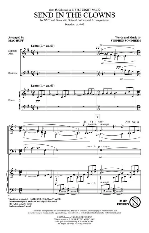 Stephen Sondheim Send in the Clowns (Arr. Mac Huff) Gemischter Chor mit Begleitung