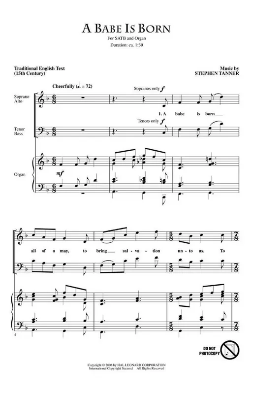 Stephen Tanner A Babe Is Born Gemischter Chor mit Begleitung