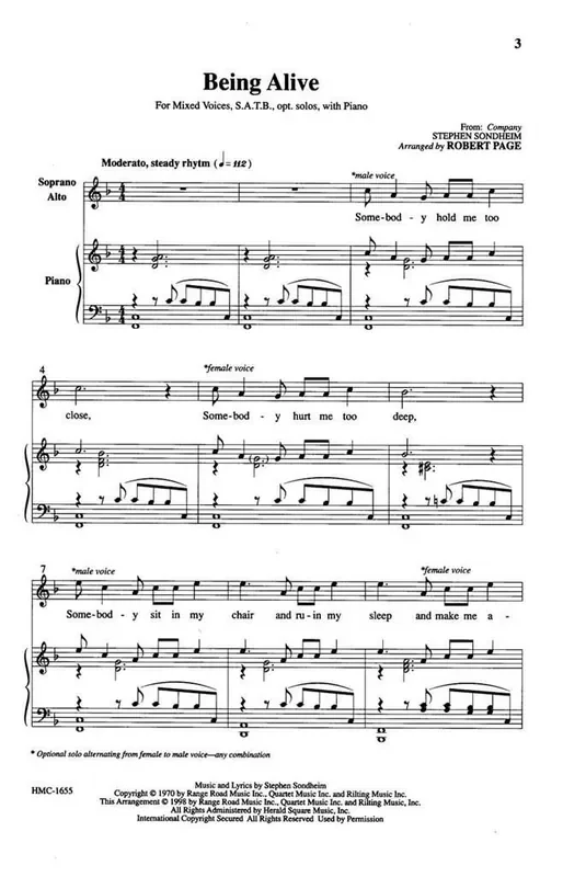 Steven Sondheim Being Alive (Arr. Robert Page) Gemischter Chor mit Klavier/Orgel