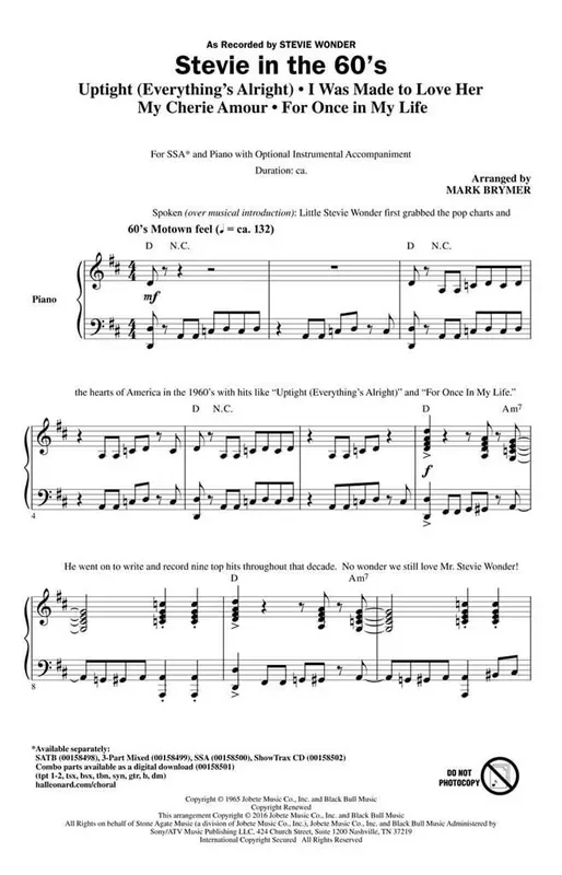 Stevie in the 60s (Arr. Mark Brymer) Frauenchor mit Begleitung