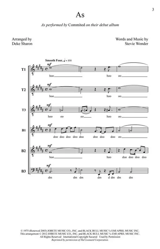 Stevie Wonder As (Arr. Deke Sharon) Männerchor A cappella