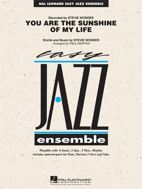 Stevie Wonder You Are the Sunshine of My Life (Arr. Paul Murtha) Jazz Ensemble
