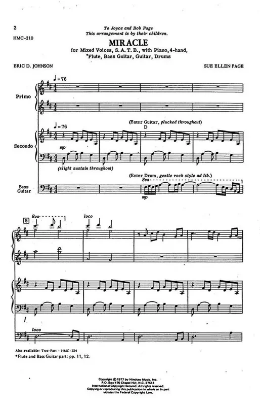 Sue Ellen Page Miracle (Arr. Sue Ellen Page) Gemischter Chor mit Begleitung