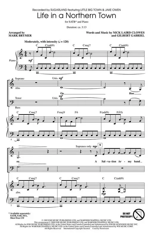 Sugarland Life in a Northern Town (Arr. Mark Brymer) Gemischter Chor mit Begleitung