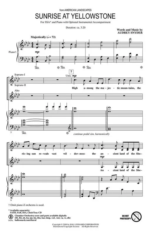 Sunrise at Yellowstone Frauenchor mit Begleitung