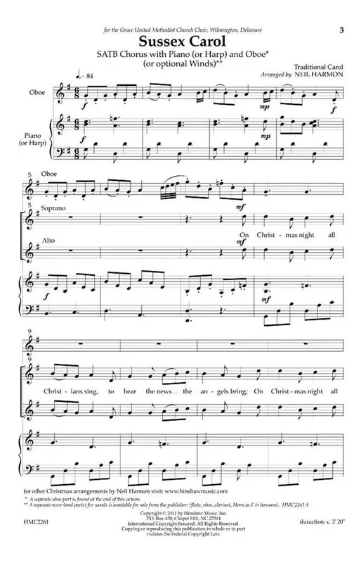 Sussex Carol (Arr. Neil Harmon) Gemischter Chor mit Klavier/Orgel