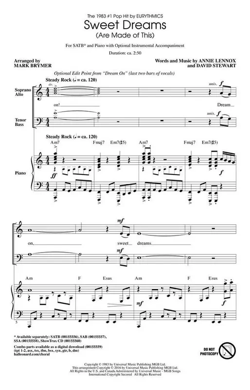 Sweet Dreams (Are Made of This) (Arr. Mark Brymer) Gemischter Chor mit Begleitung