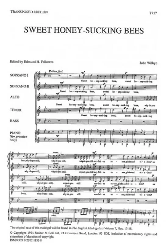Sweet Honey-Sucking Bees Gemischter Chor mit Begleitung