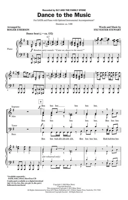 Sylvester Stewart Dance to the Music (Arr. Roger Emerson) Gemischter Chor mit Begleitung