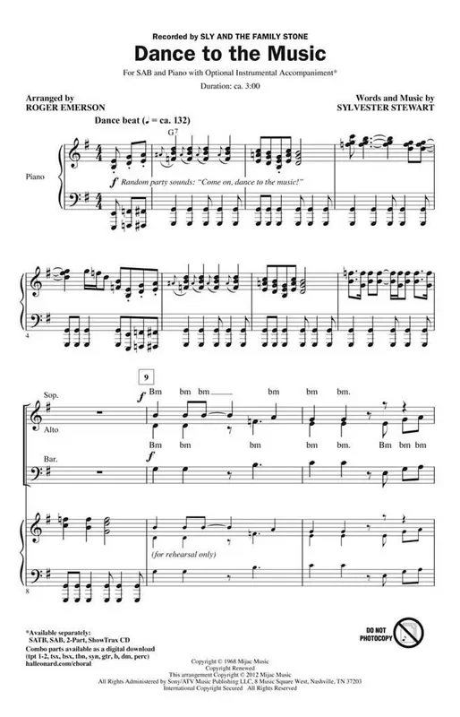 Sylvester Stewart Dance to the Music (Arr. Roger Emerson) Gemischter Chor mit Begleitung