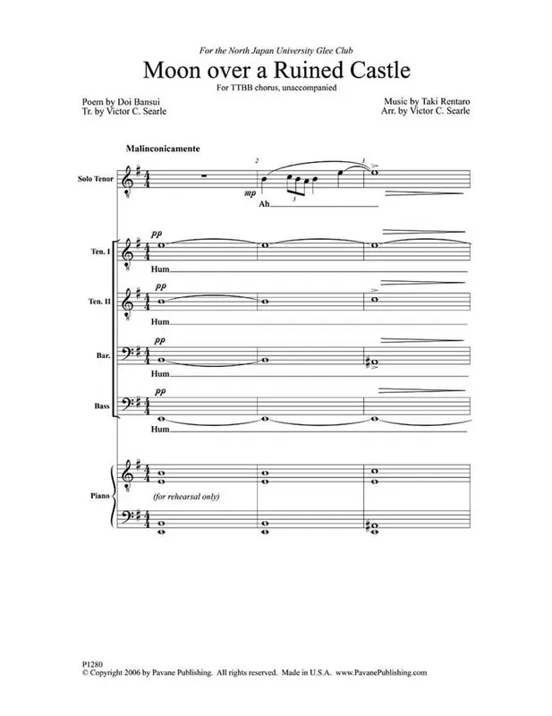 Taki Rentaro Moon Over A Ruined Castle (Arr. Victor Searle) Männerchor A cappella