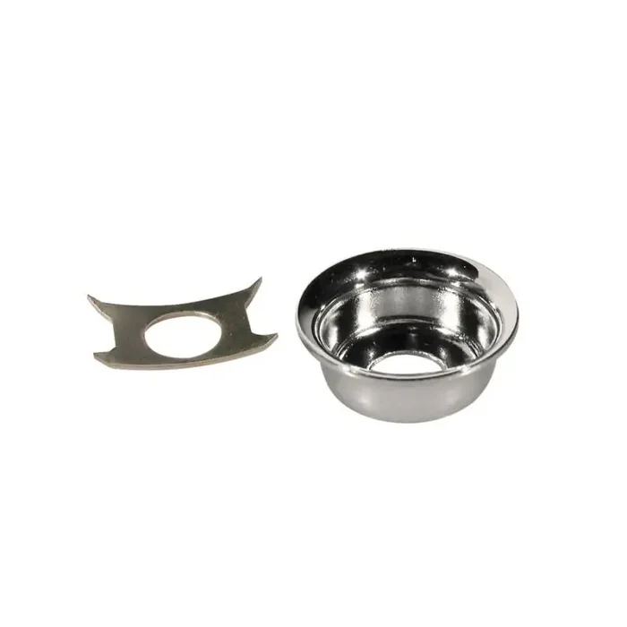 TE-model input cup, with retainer clip, chrome, metal