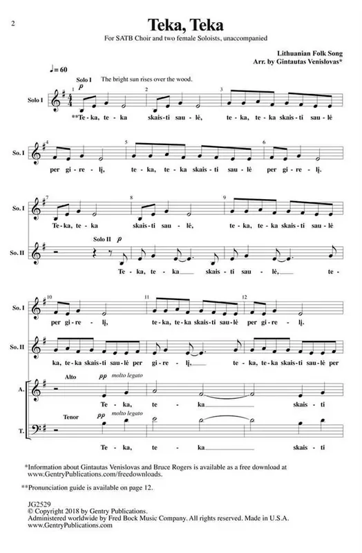 Teka, Teka (Arr. Gintautas Venislovas) Gemischter Chor mit Begleitung