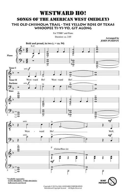 Texas Folksong Westward Ho! Songs of the American West (Arr. John Purifoy) Männerchor mit Begleitung