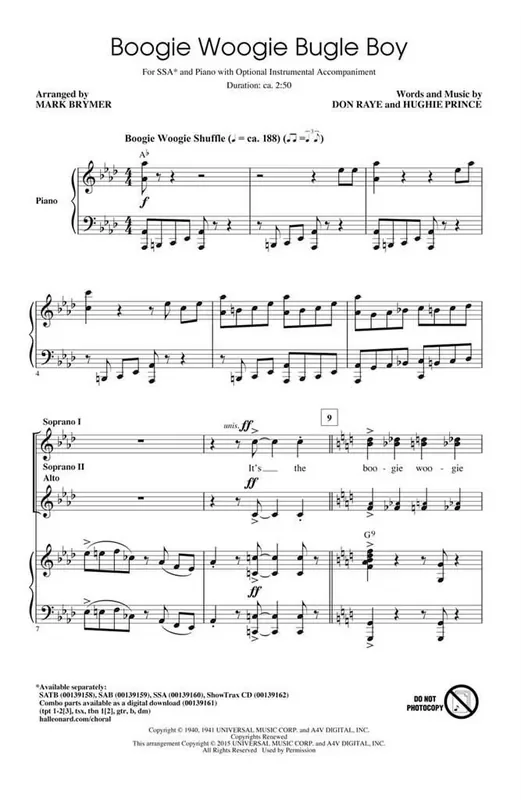 The Andrews Sisters Boogie Woogie Bugle Boy (Arr. Mark Brymer) Frauenchor mit Begleitung