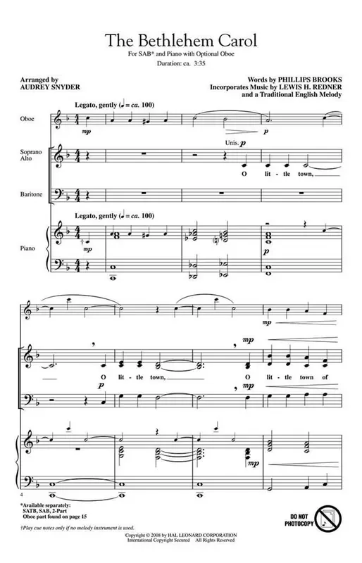 The Bethlehem Carol (Arr. Audrey Snyder) Gemischter Chor mit Begleitung