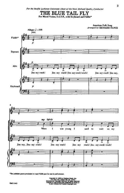 The Blue Tail Fly (Arr. Richard Nance) Gemischter Chor mit Begleitung