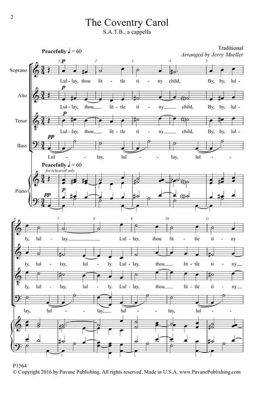 The Coventry Carol (Arr. Jerry Mueller) Gemischter Chor A cappella