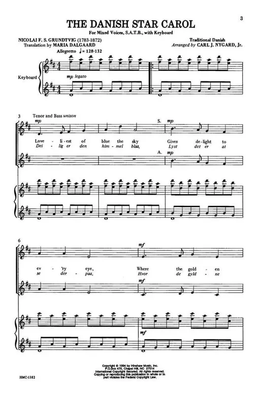 The Danish Star Carol (Arr. Carl Nygard) Gemischter Chor mit Klavier/Orgel