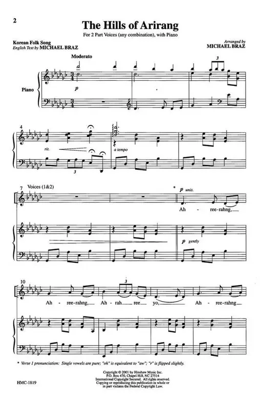The Hills Of Arirang (Arr. Michael Braz) Frauenchor mit Klavier/Orgel
