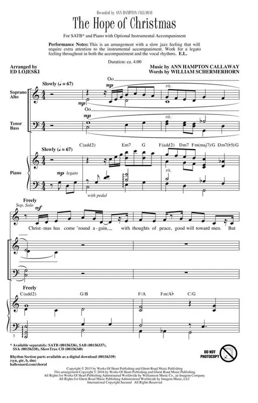 The Hope of Christmas (Arr. Ed Lojeski) Gemischter Chor mit Begleitung