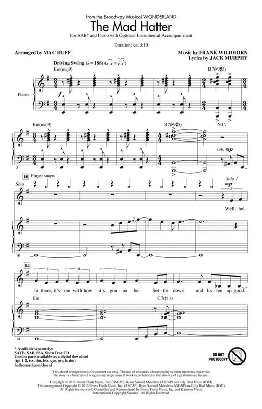 The Mad Hatter (Arr. Mac Huff) Gemischter Chor mit Begleitung