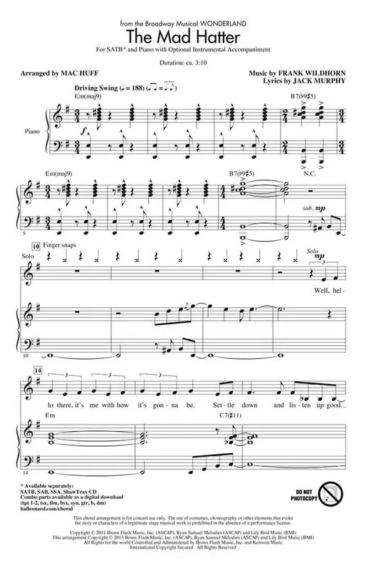 The Mad Hatter (Arr. Mac Huff) Gemischter Chor mit Begleitung