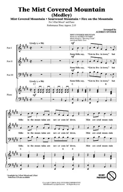 The Mist Covered Mountain (Medley) (Arr. Audrey Snyder) Gemischter Chor mit Klavier/Orgel