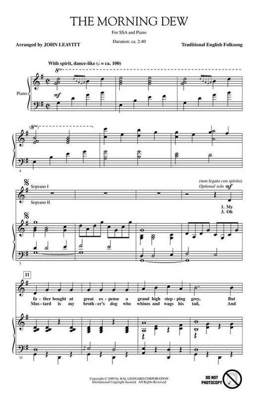 The Morning Dew (Arr. John Leavitt) Frauenchor mit Begleitung