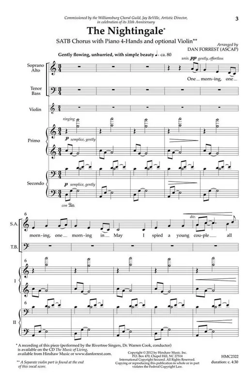 The Nightingale (Arr. Dan Forrest) Gemischter Chor mit Begleitung