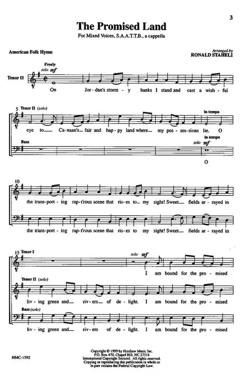 The Promised Land (Arr. Ronald Staheli) Gemischter Chor A cappella