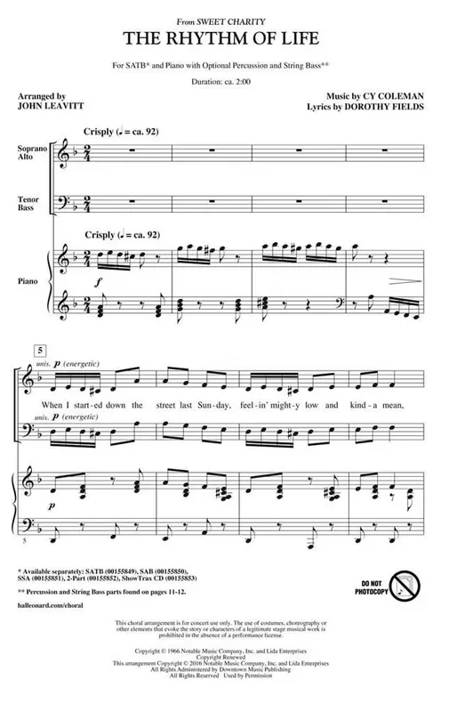 The Rhythm of Life (Arr. John Leavitt) Gemischter Chor mit Begleitung