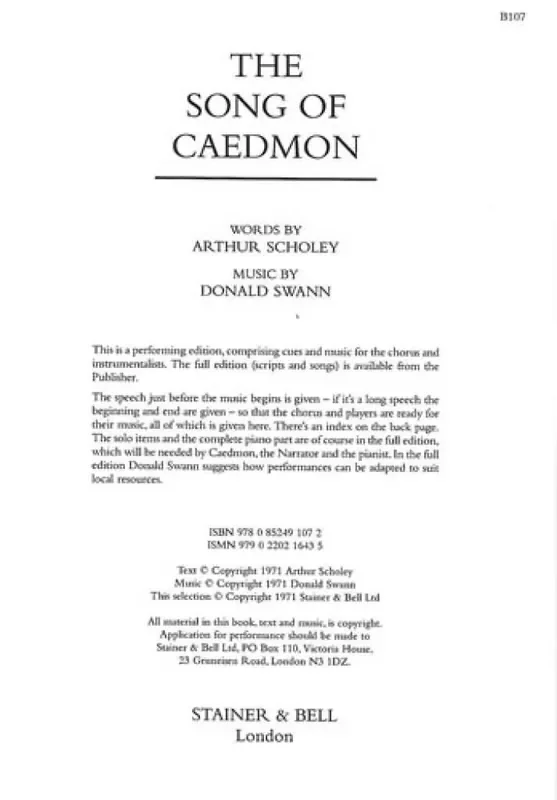 The Song Of Caedmon Gemischter Chor mit Begleitung