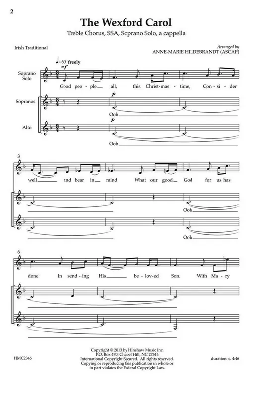 The Wexford Carol (Arr. Anne Marie Hildebrandt) Frauenchor A cappella