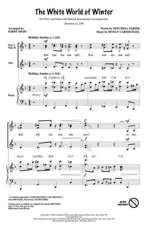 The White World of Winter (Arr. Kirby Shaw) Frauenchor mit Begleitung