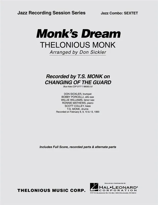 Thelonious Monk Monk‘s Dream (Arr. Don Sickler) Jazz Ensemble