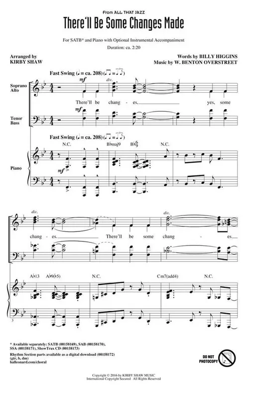 There‘ll Be Some Changes Made (Arr. Kirby Shaw) Gemischter Chor mit Begleitung