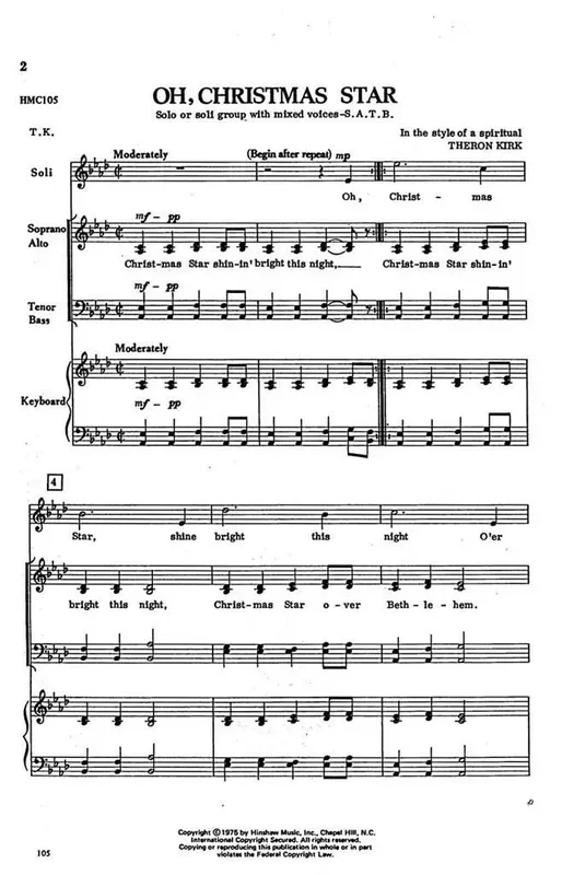 Theron Kirk Oh, Christmas Star (Arr. Theron Kirk) Gemischter Chor mit Klavier/Orgel