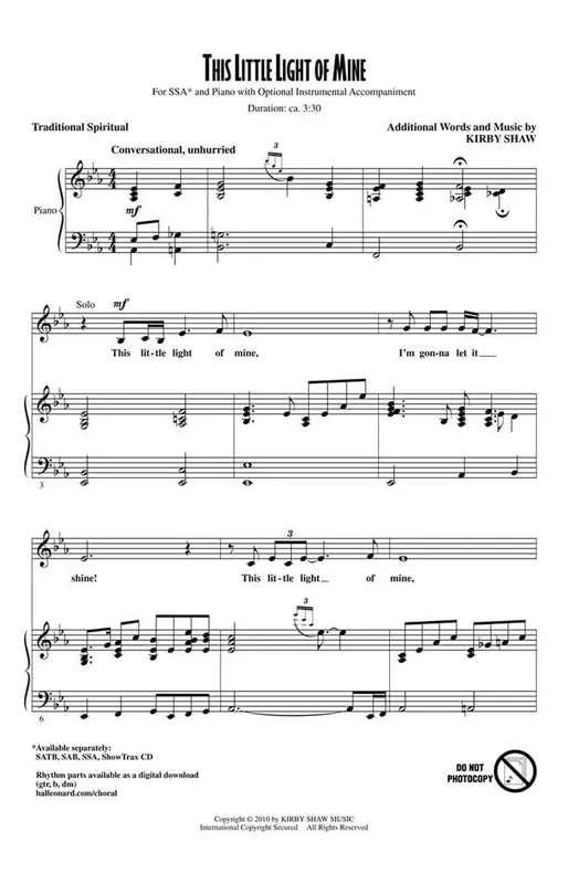 This Little Light of Mine (Arr. Kirby Shaw) Frauenchor mit Begleitung