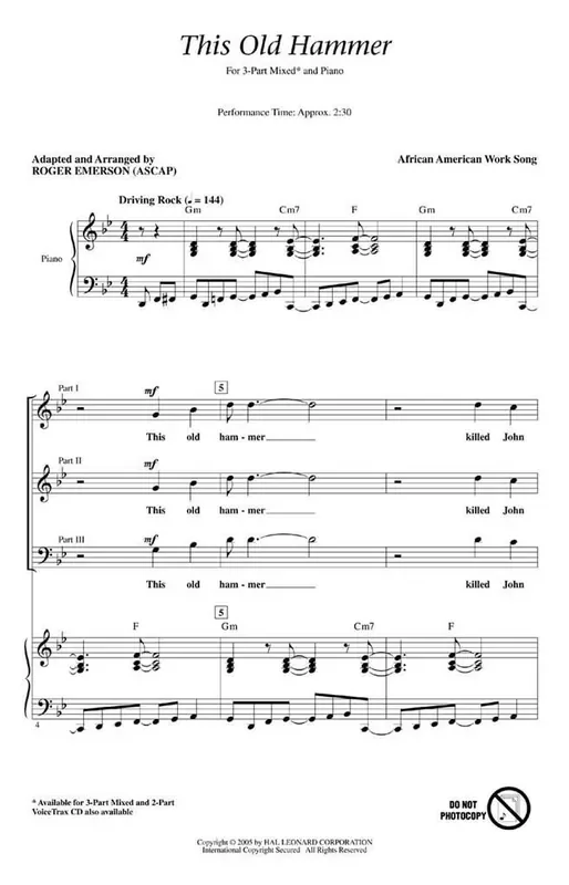 This Old Hammer (Arr. Roger Emerson) Gemischter Chor mit Begleitung