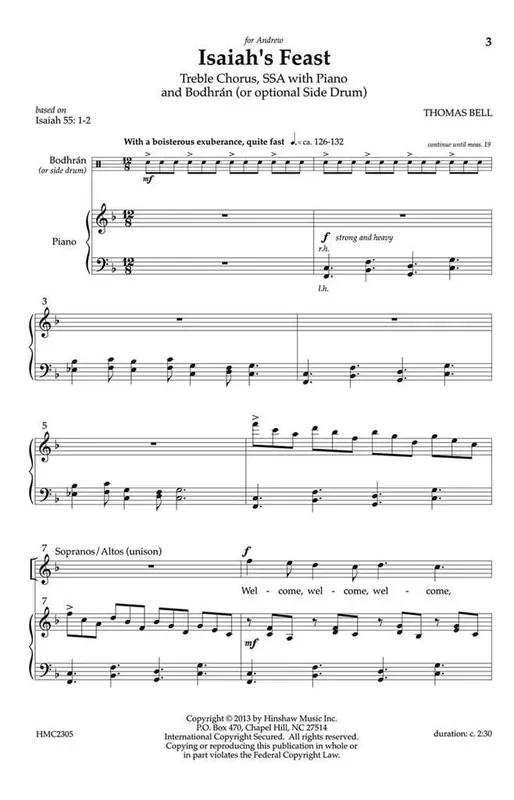 Thomas Bell Isaiah‘s Feast (Arr. Thomas Bell) Frauenchor mit Begleitung