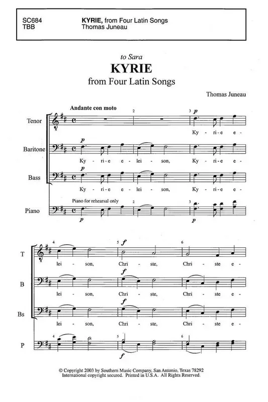 Thomas Juneau Kyrie Männerchor mit Begleitung