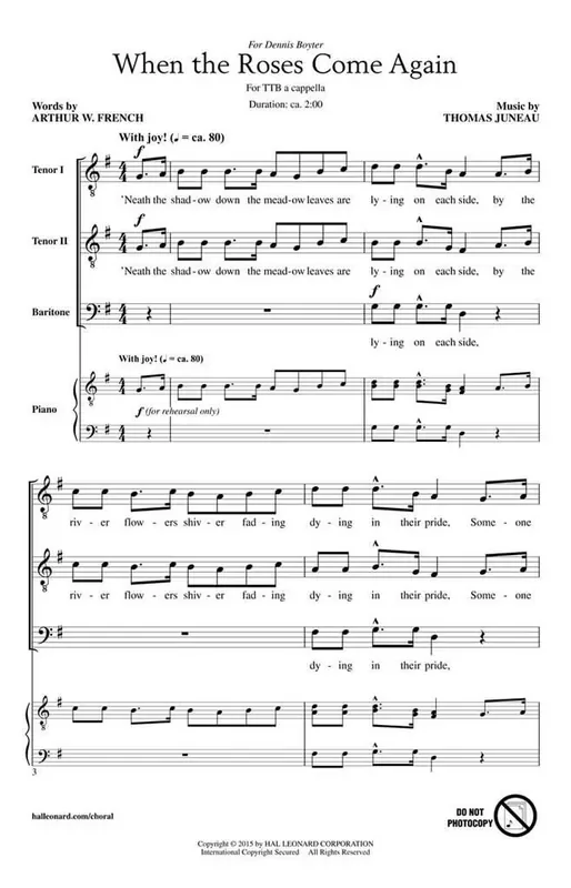 Thomas Juneau When the Roses Come Again Männerchor A cappella