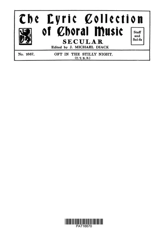 Thomas Moore Oft In The Stilly Night Männerchor mit Begleitung
