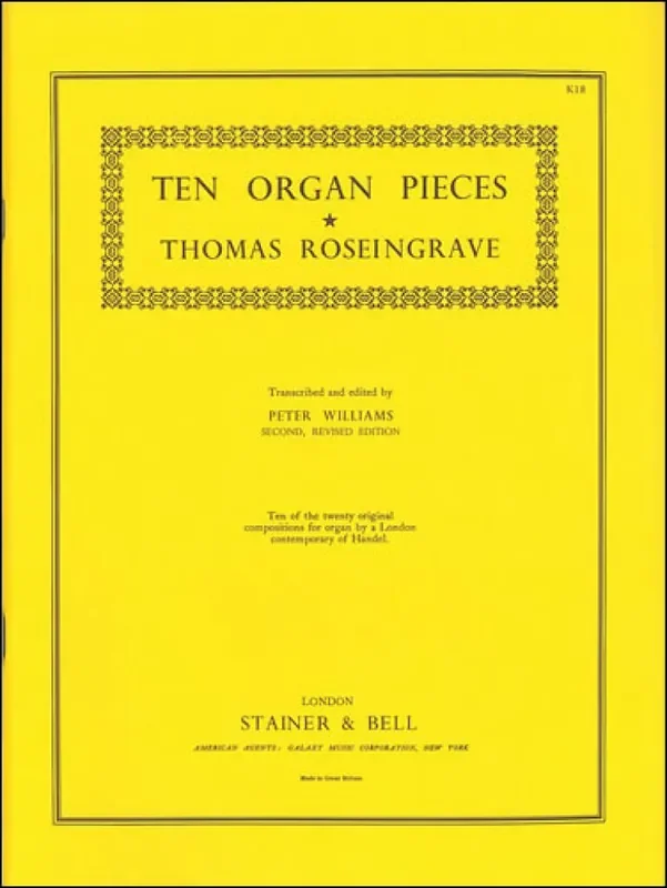 Thomas Roseingrave Ten Organ Pieces Orgel