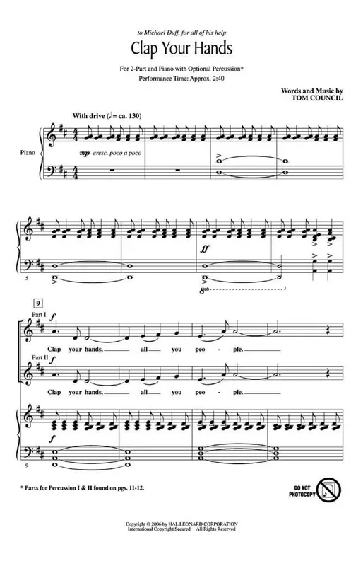 Tom Council Clap Your Hands Frauenchor mit Begleitung