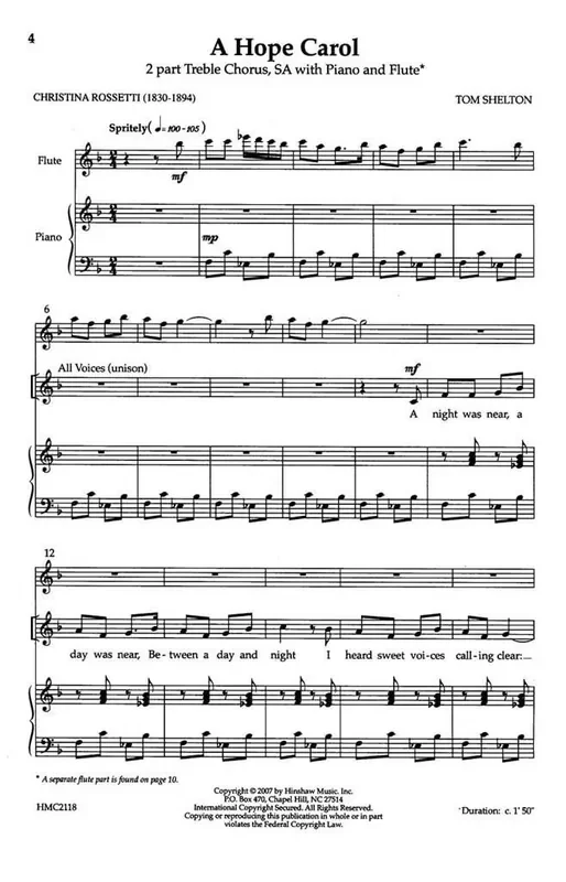 Tom Shelton A Hope Carol (Arr. Tom Shelton) Frauenchor mit Begleitung