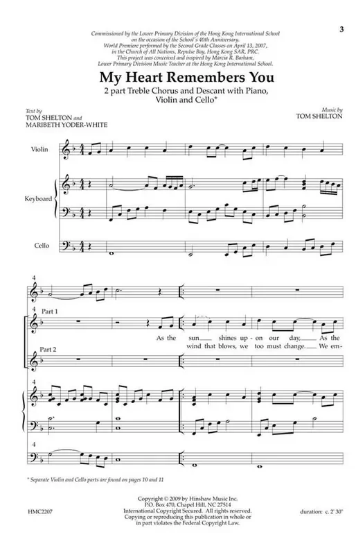 Tom Shelton My Heart Remembers You (Arr. Tom Shelton) Gemischter Chor mit Ensemble