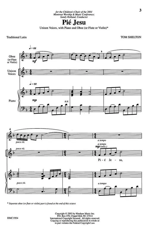 Tom Shelton Pie Jesu (Arr. Tom Shelton) Gemischter Chor mit Begleitung